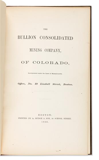 (WEST--COLORADO.) The Bullion Consolidated Mining Company of Colorado / The Incas Silver Mining Company of Colorado.